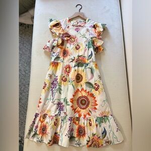 Banjanan Dress - Women's Small Multicolor - Floral Ruffle Colorful